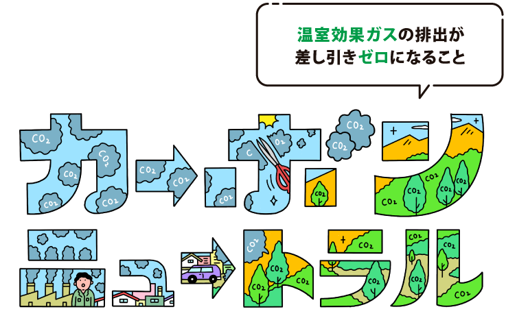 カーボンニュートラルとは、温室効果ガスの排出が差し引きゼロになること
