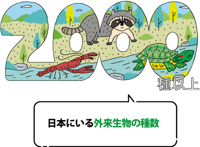 日本にいる外来生物の種数は2000種以上