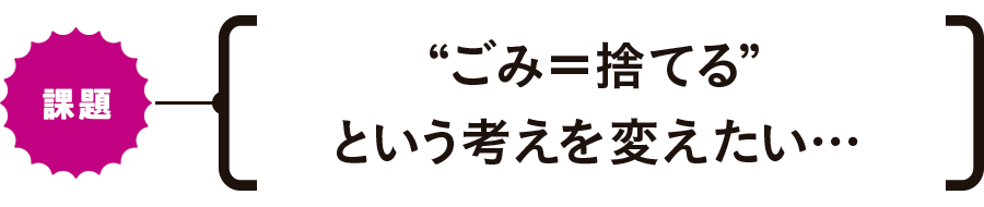 【課題】“ごみ＝捨てる”という考えを変えたい…