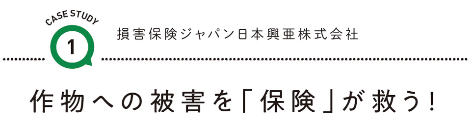 CASE STUDY 1 損害保険ジャパン日本興亜株式会社　作物への被害を「保険」が救う！