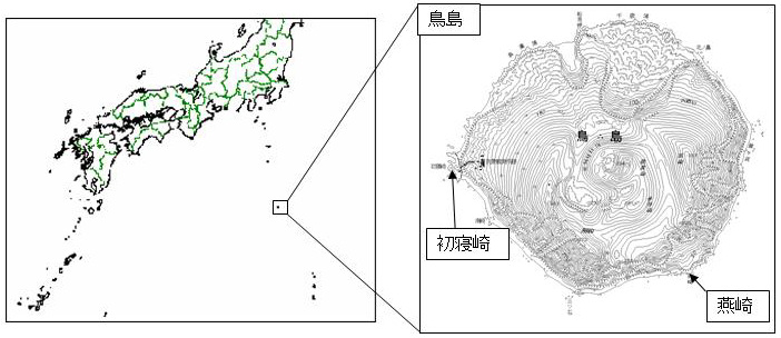 鳥島の繁殖地位置図