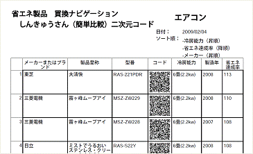 イメージ：二次元コード一覧