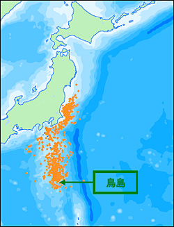 イメージ　図３：育雛期の採餌行動域（2009年1月‐3月）