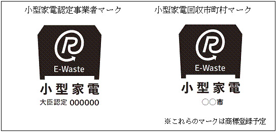 小型家電認定事業者マーク・小型家電回収市町村マーク