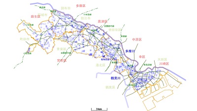 青色が濃い地域は猫の死体収容が多い地域