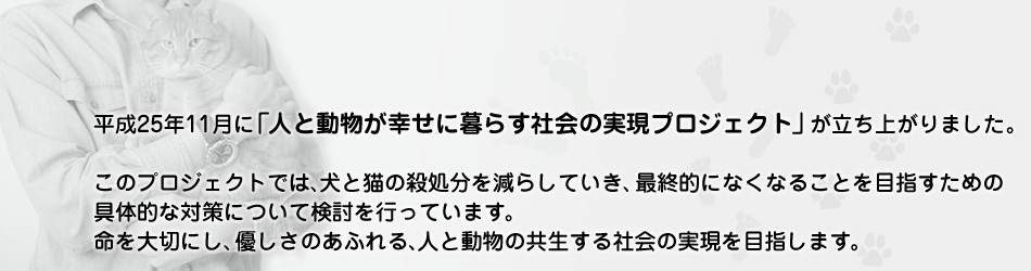 平成25年11月に「人と動物が幸せに暮らす社会の実現プロジェクト」が立ち上がりました。