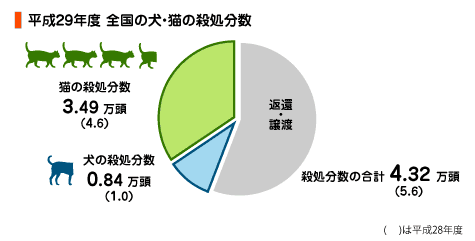 全国の犬・猫の殺処分数