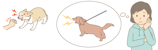 吠える犬を心配する飼い主のイラスト