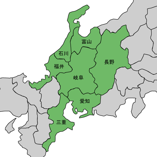 中部地方 位置図