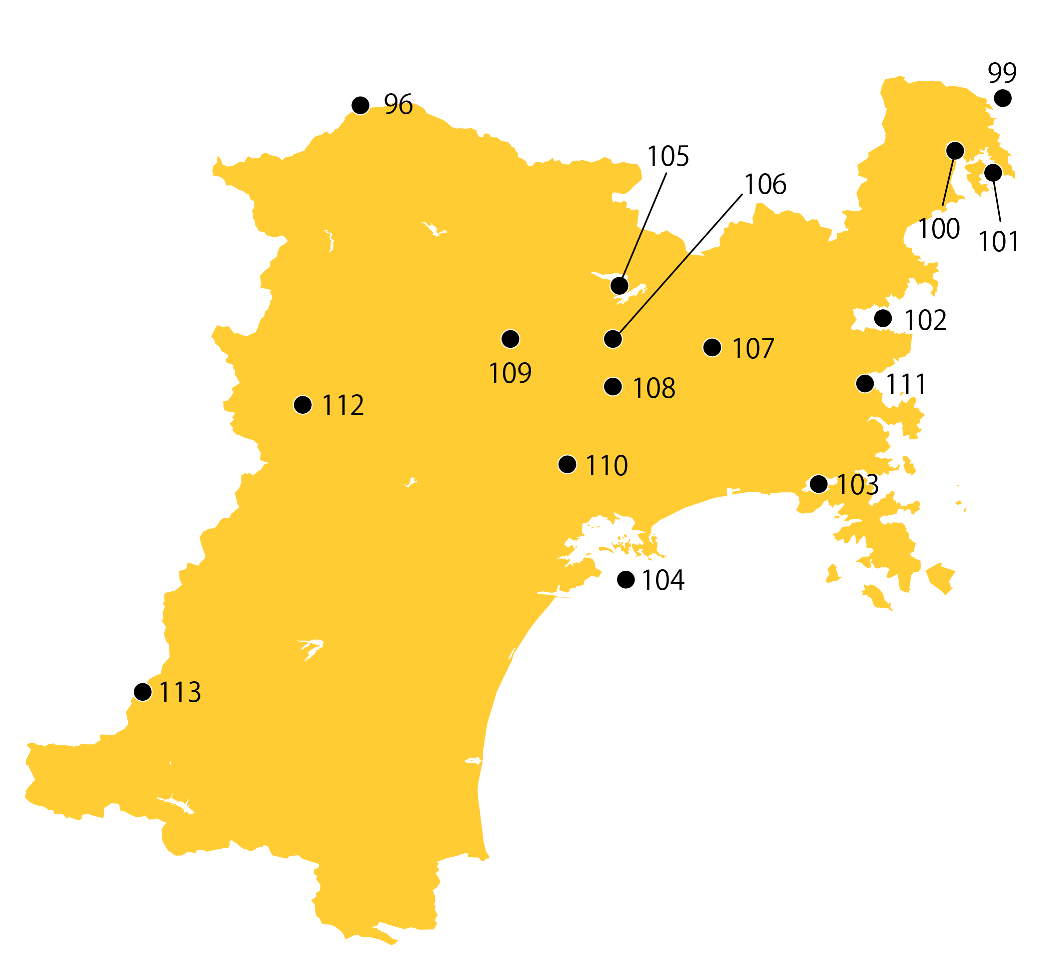 選定地分布傾向図　宮城県