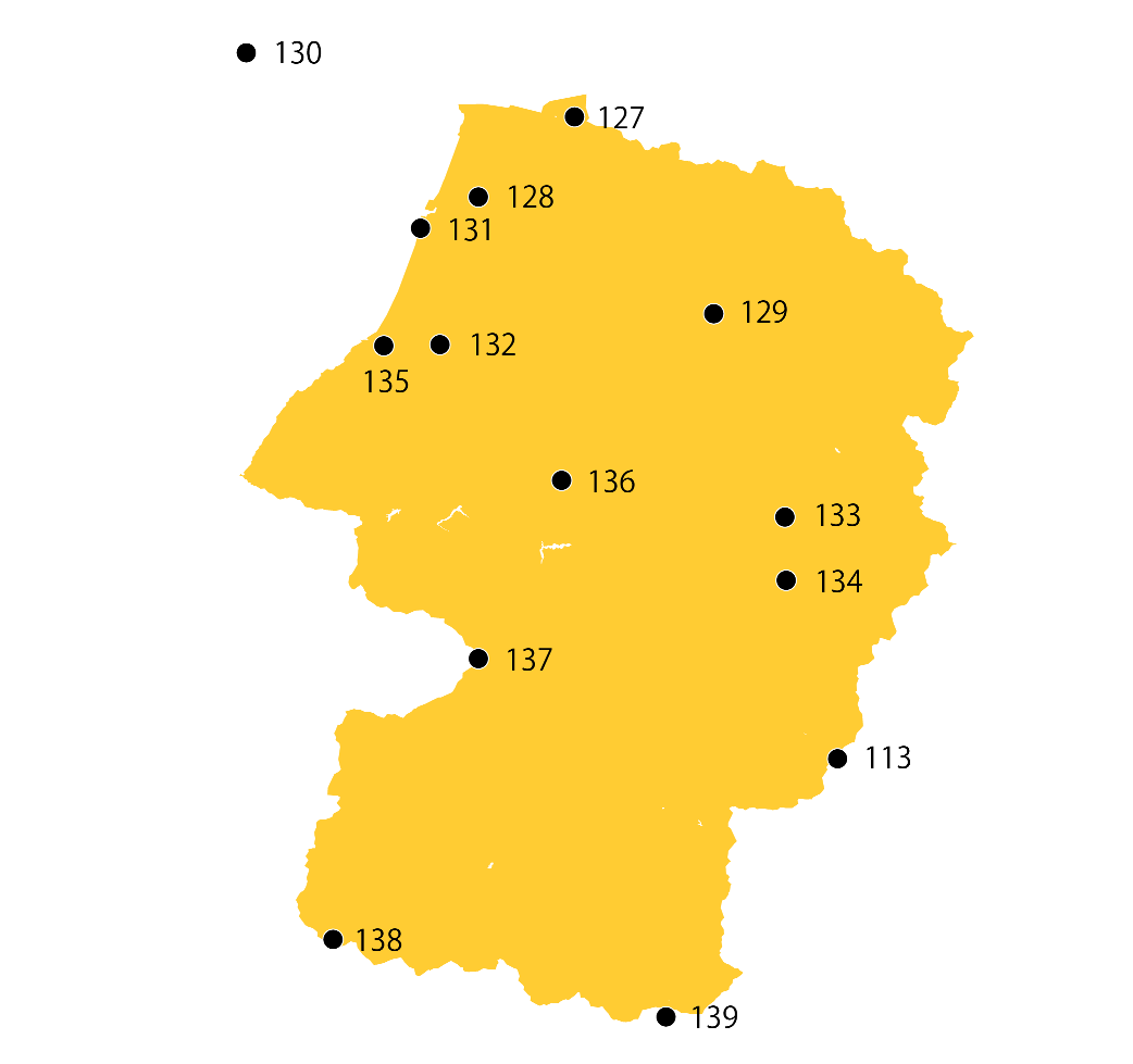 選定地分布傾向図　山形県