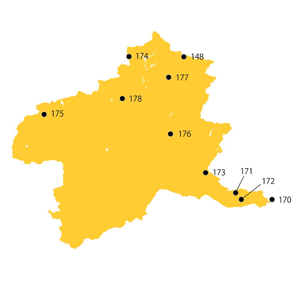 選定地分布傾向図　群馬県