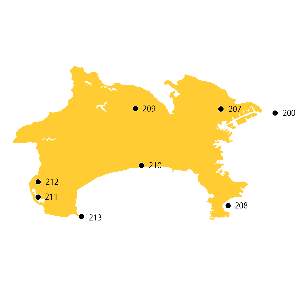 選定地分布傾向図　神奈川県