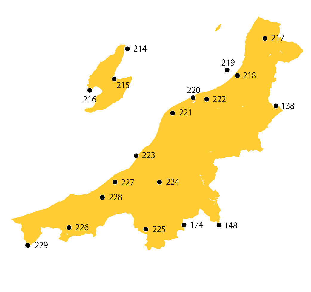 選定地分布傾向図　新潟県