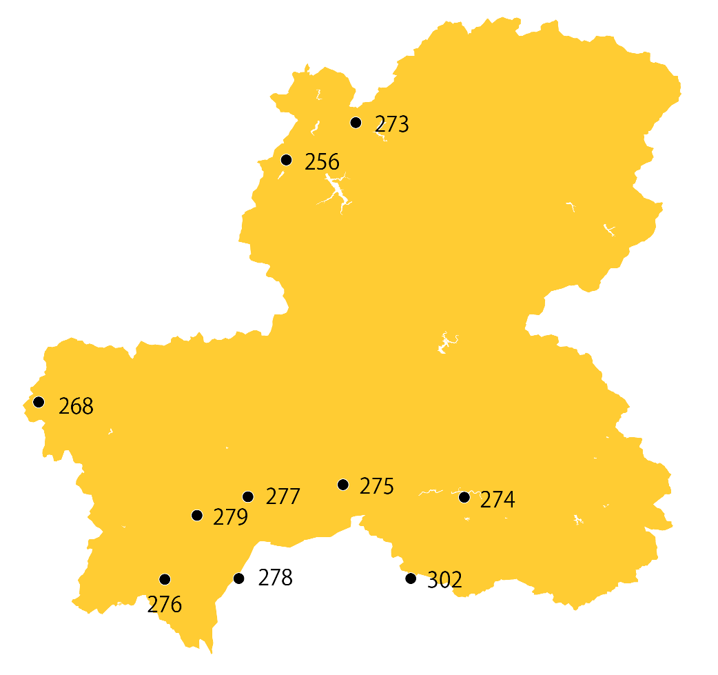 選定地分布傾向図　岐阜県