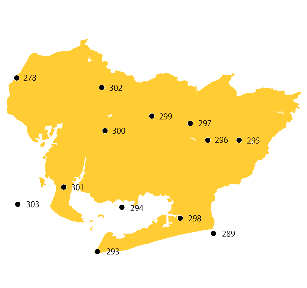 選定地分布傾向図　愛知県