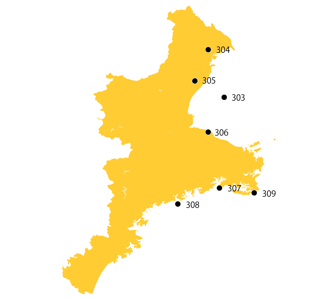 選定地分布傾向図　三重県