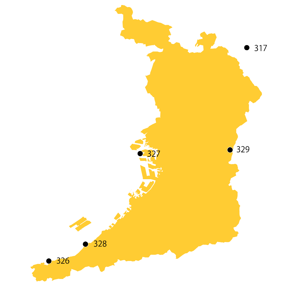 選定地分布傾向図　大阪府