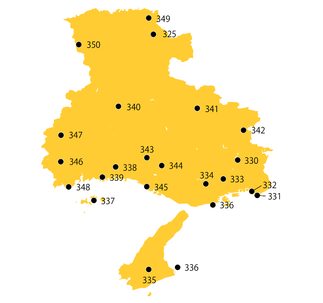 選定地分布傾向図　兵庫県