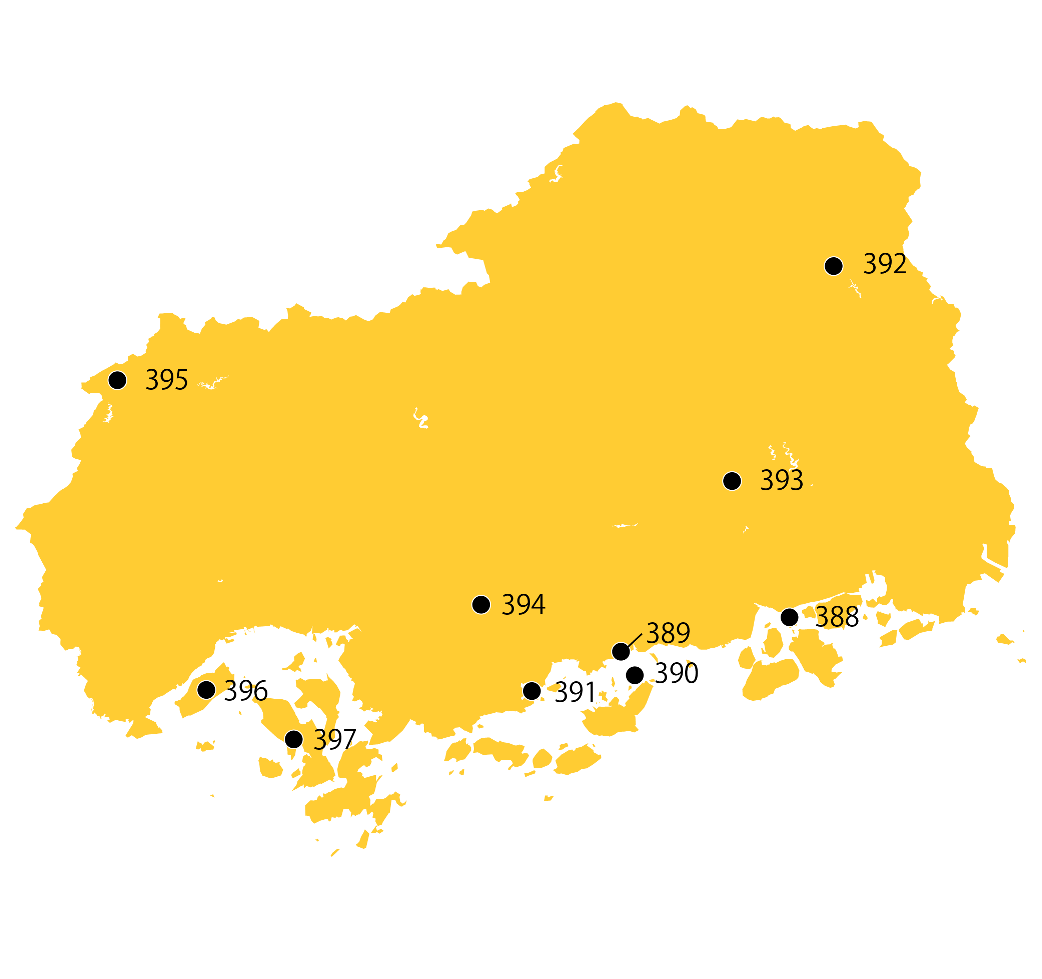 選定地分布傾向図　広島県