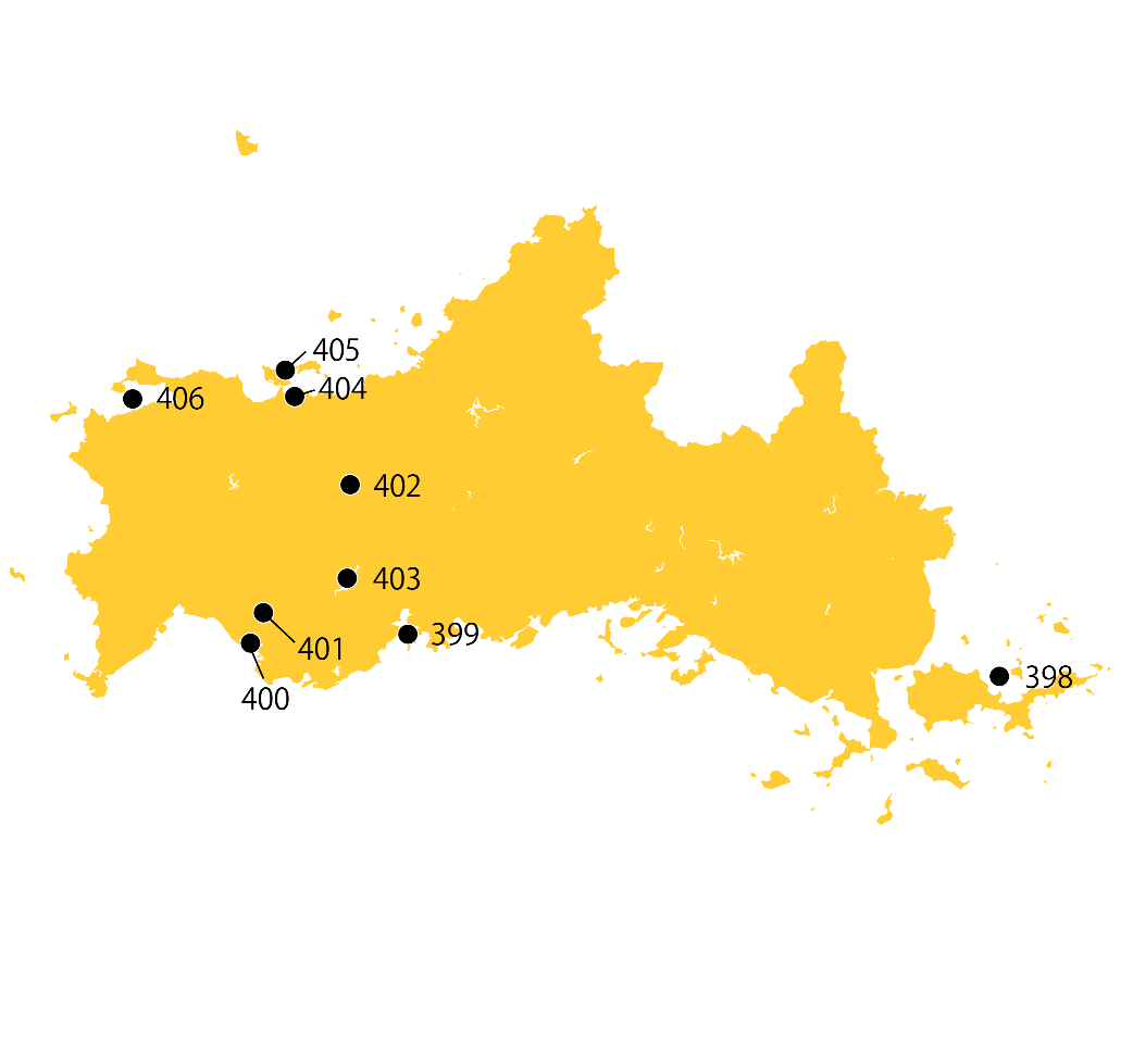 選定地分布傾向図　山口県