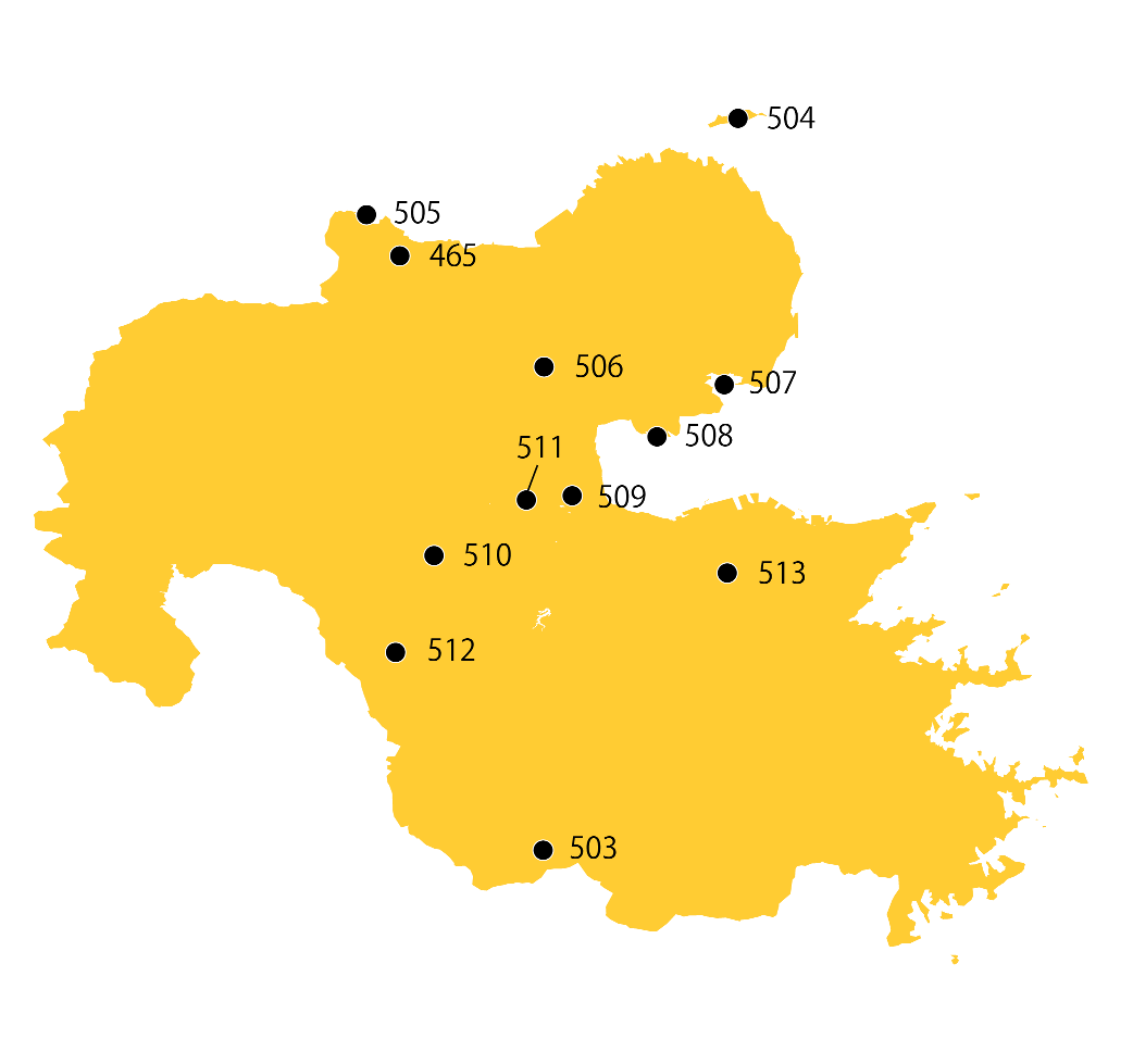 選定地分布傾向図　大分県