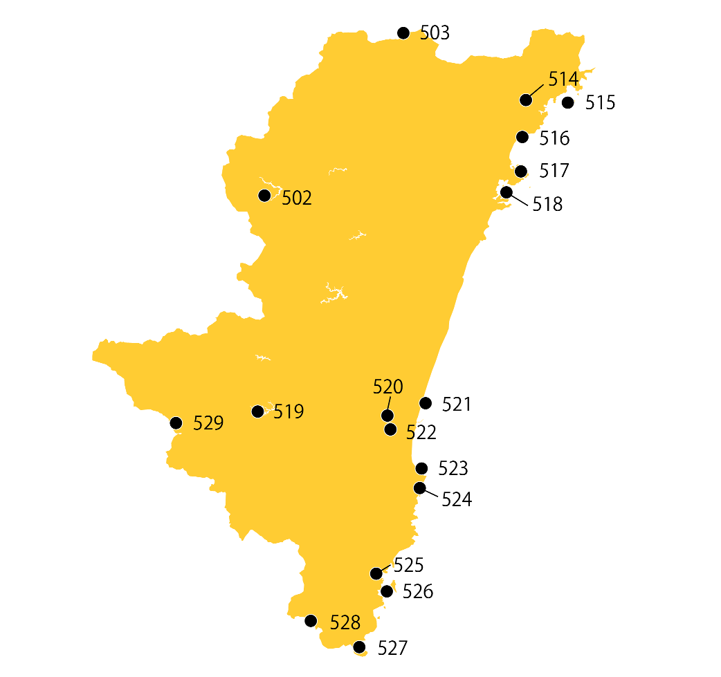 選定地分布傾向図　宮崎県