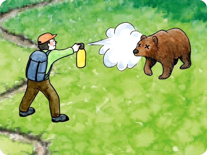 イラスト: クマ撃退スプレーを持っている場合