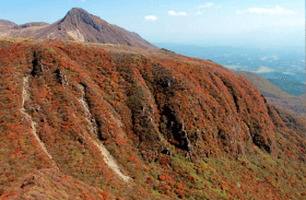 紅葉に染まる肥前ヶ城の写真