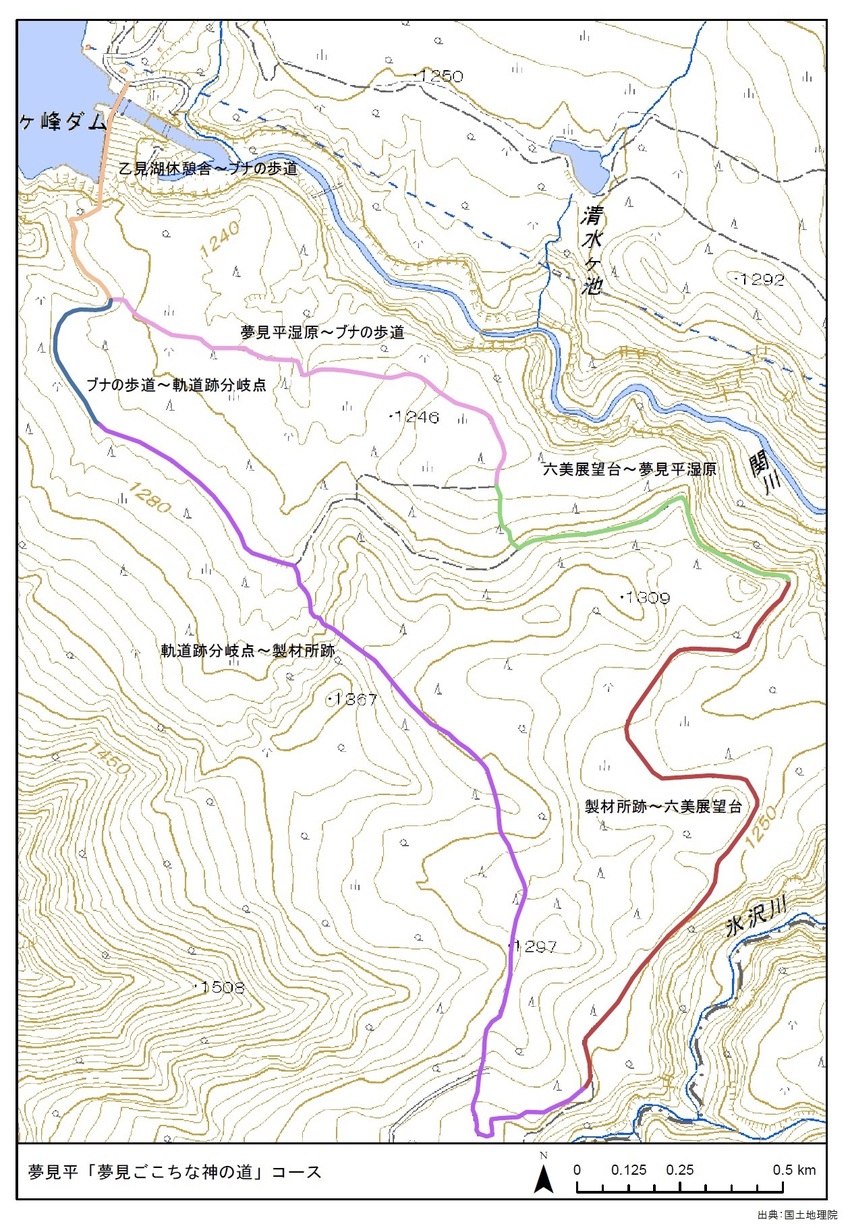 地図: 夢見平「夢見ごこちな神の道」コース