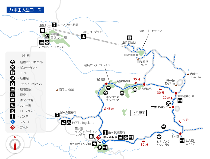 地図: 八甲田大岳コース