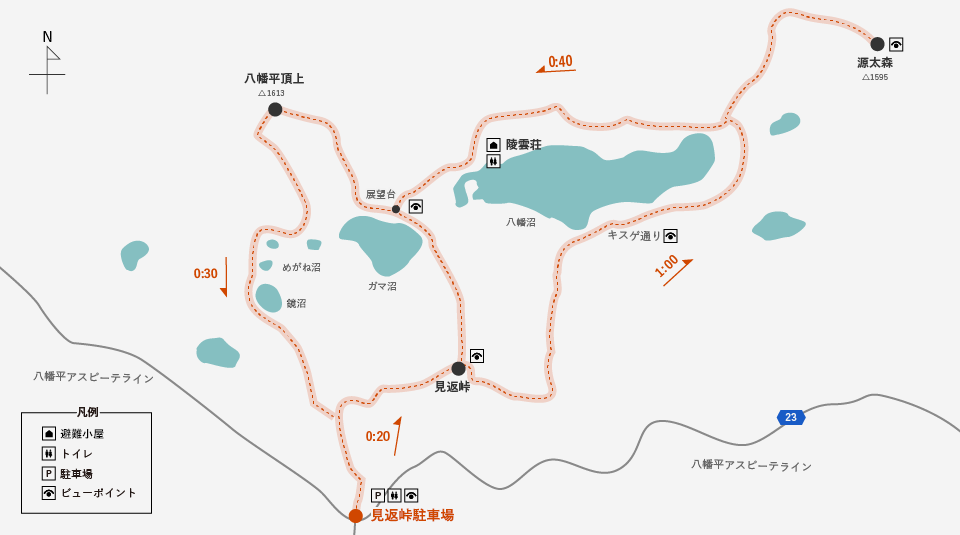 地図: 八幡平自然探勝路コース