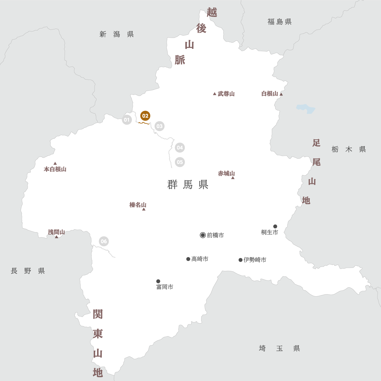 群馬県の地図