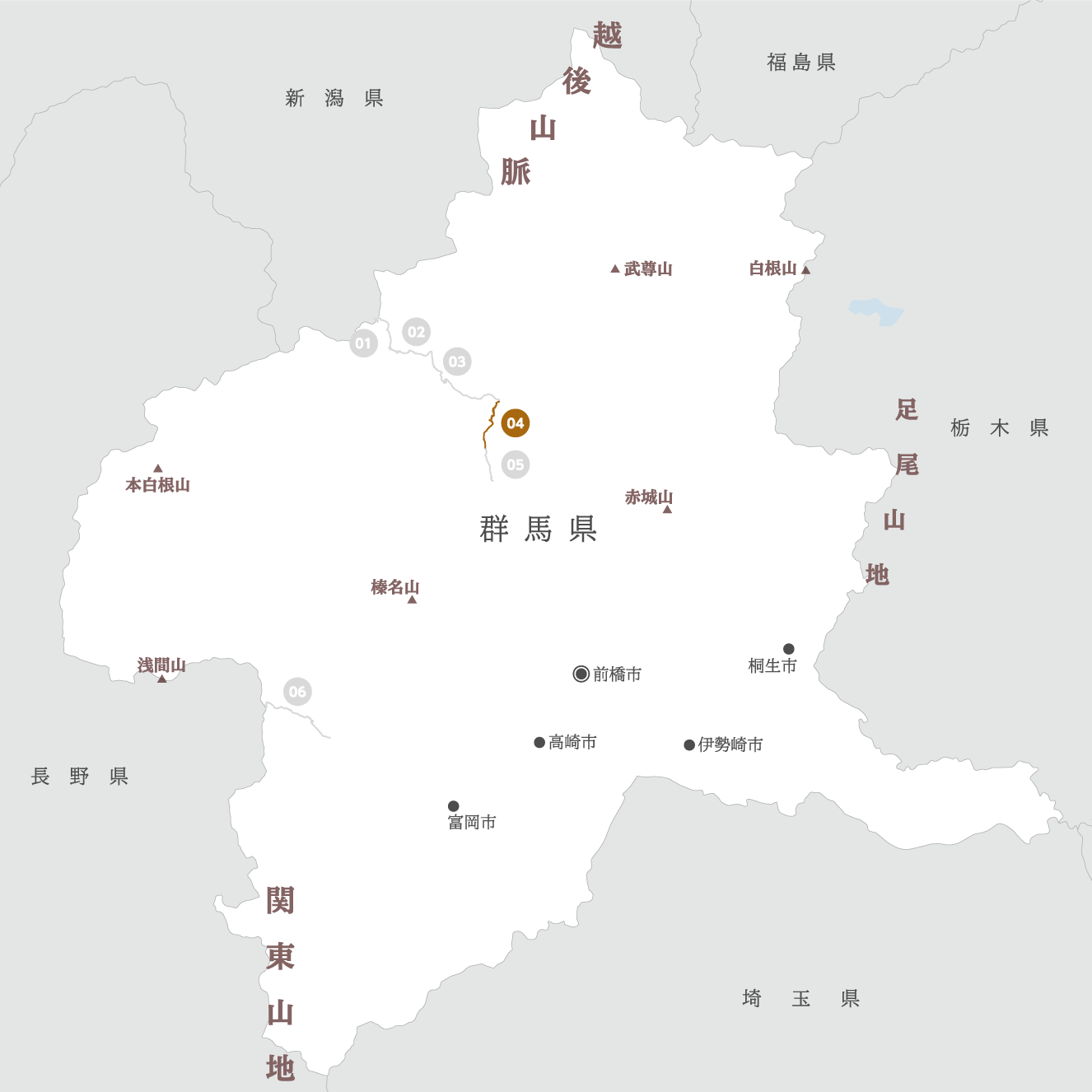 群馬県の地図