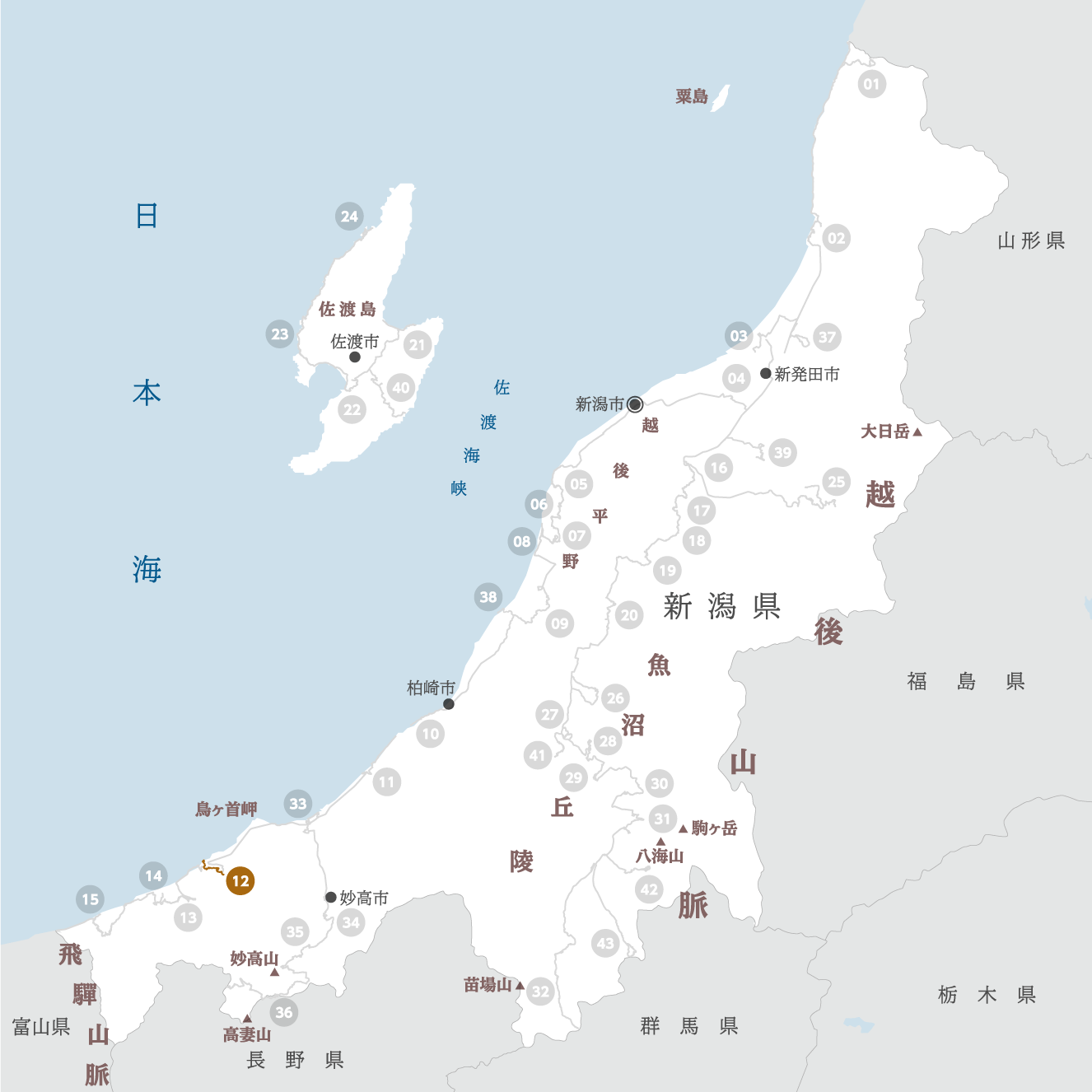 新潟県の地図