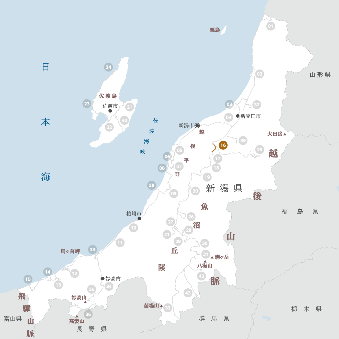 新潟県の地図