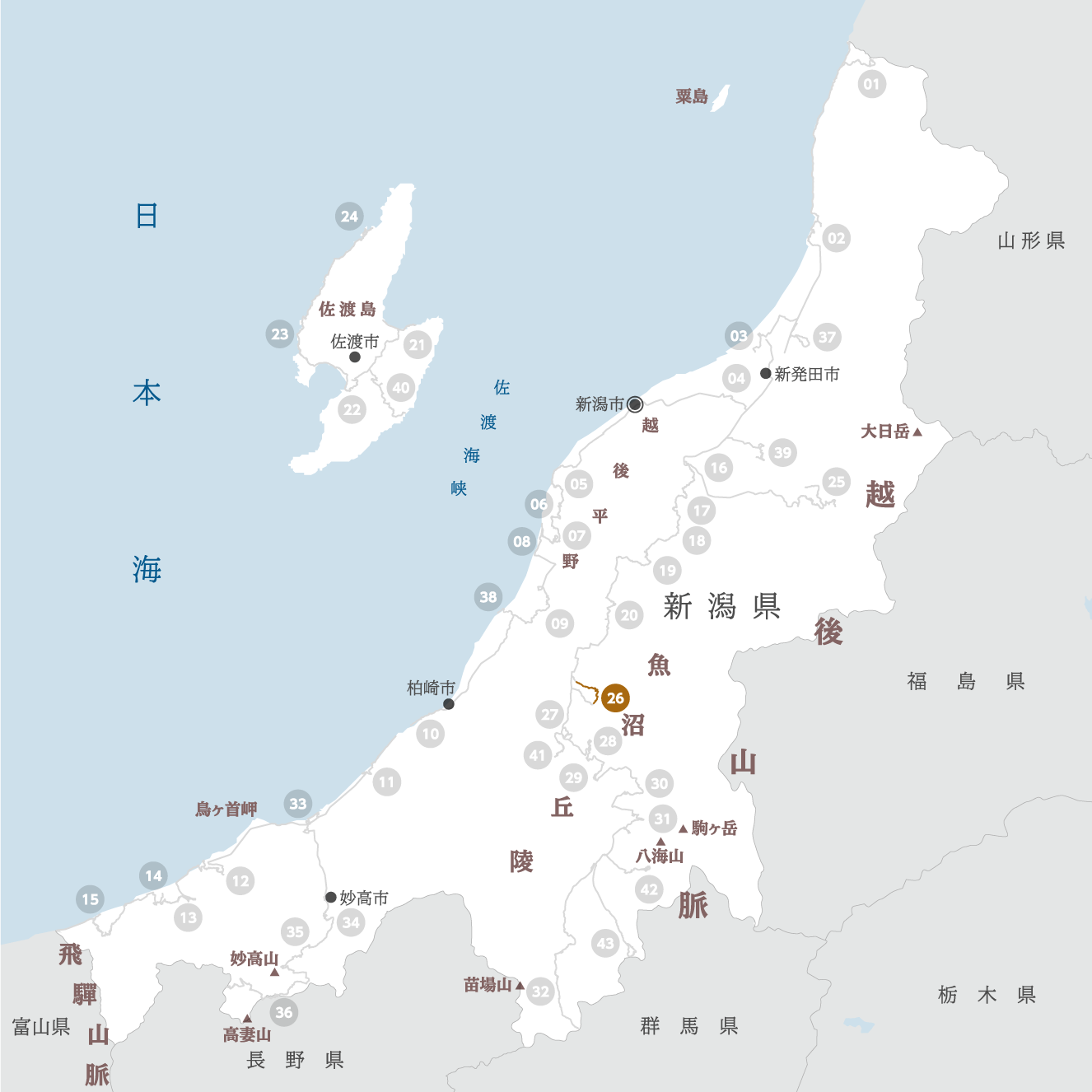 新潟県の地図