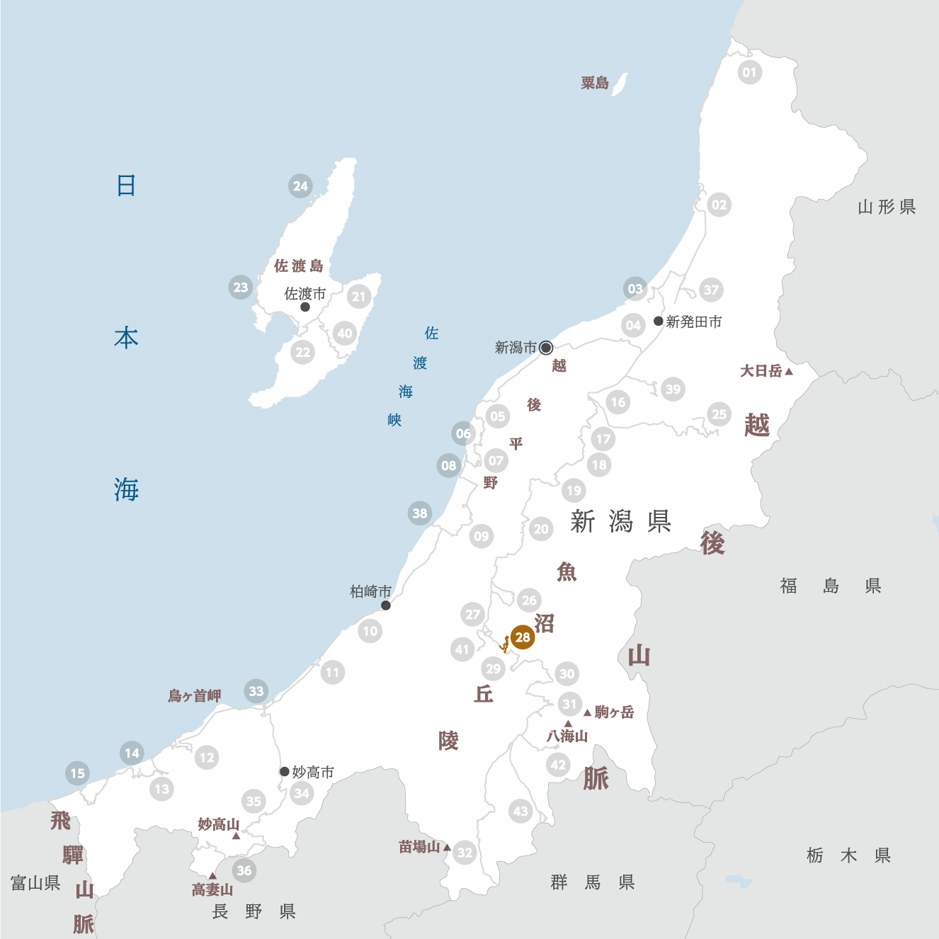 新潟県の地図