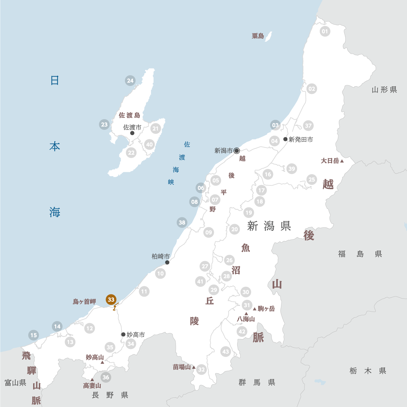 新潟県の地図