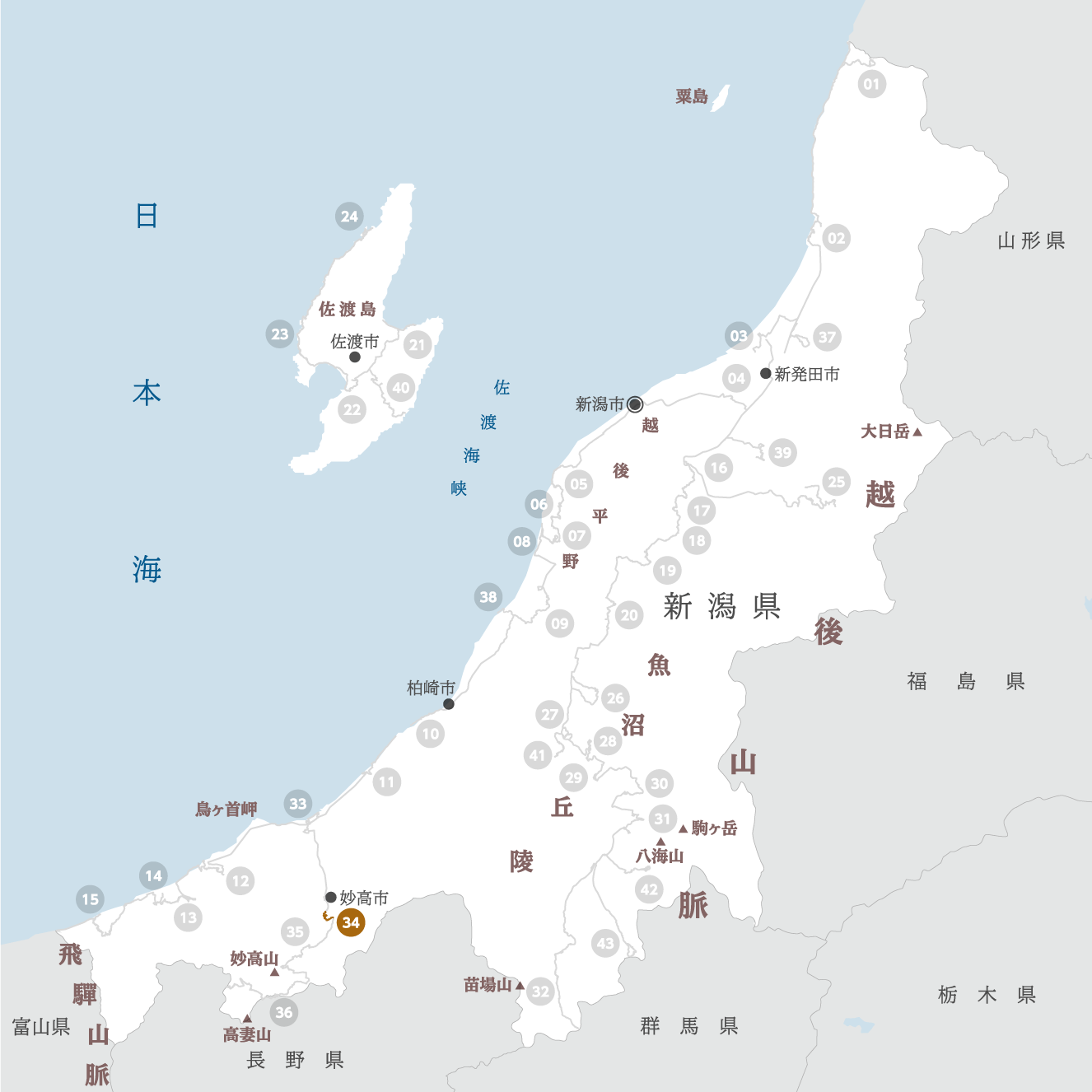 新潟県の地図