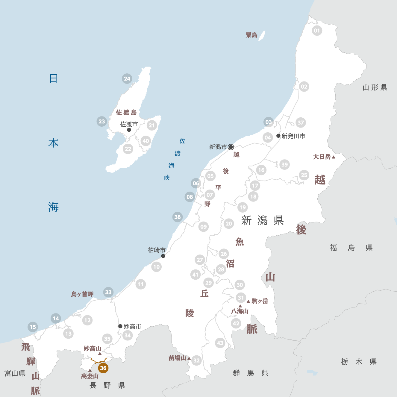 新潟県の地図