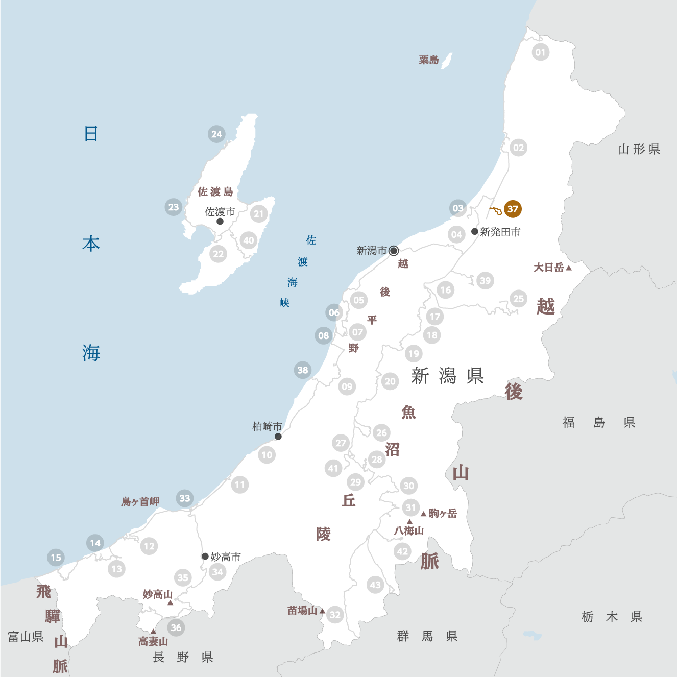 新潟県の地図