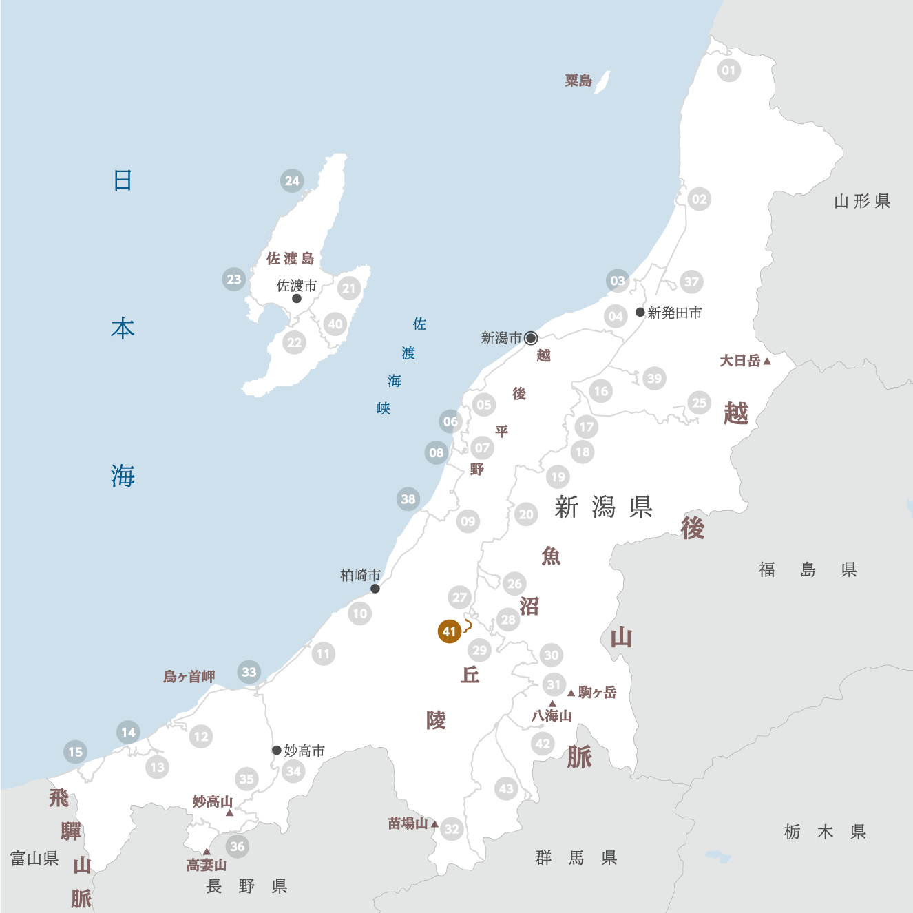 新潟県の地図