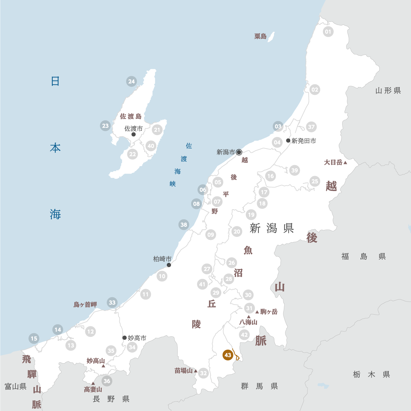 新潟県の地図