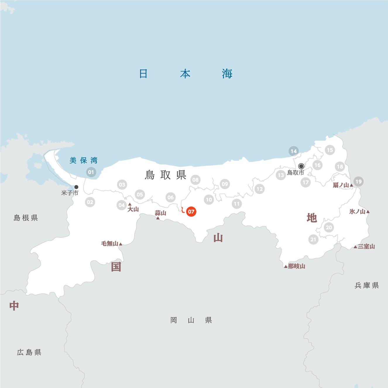 鳥取県の地図