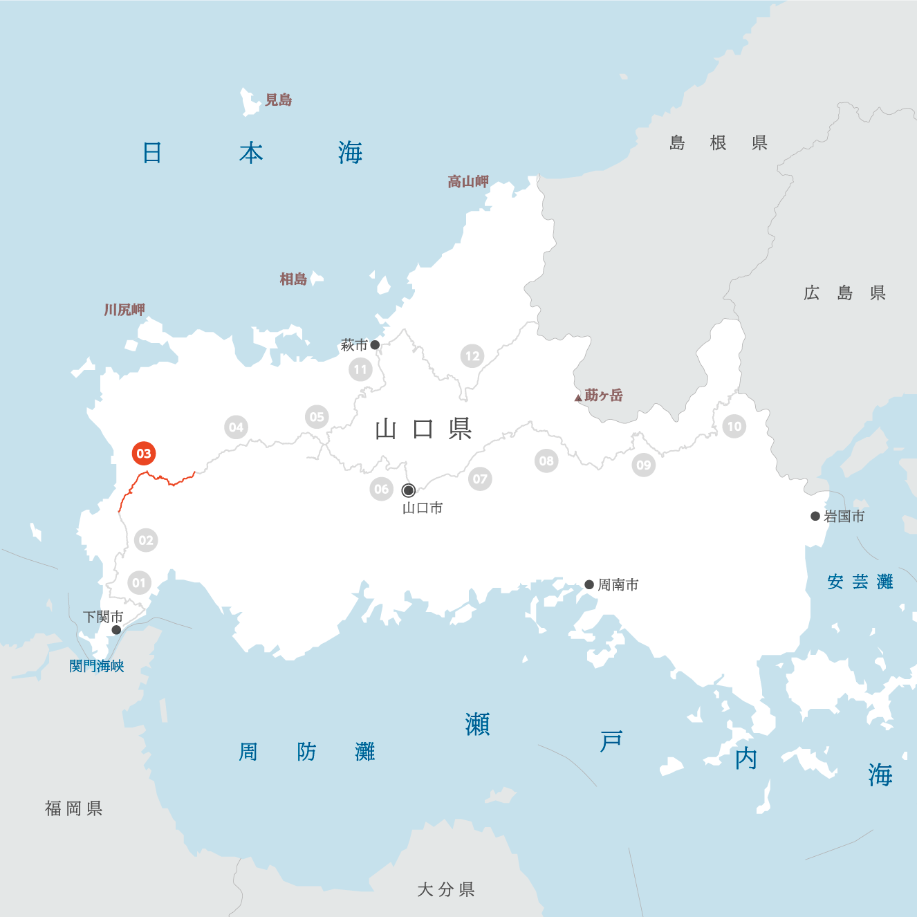 山口県の地図