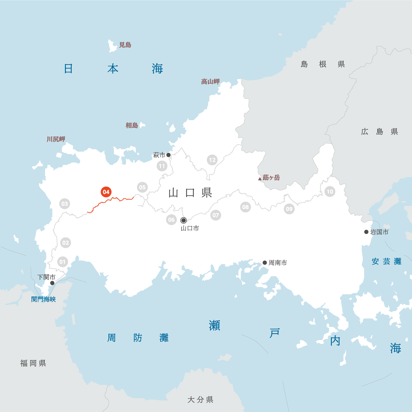 山口県の地図