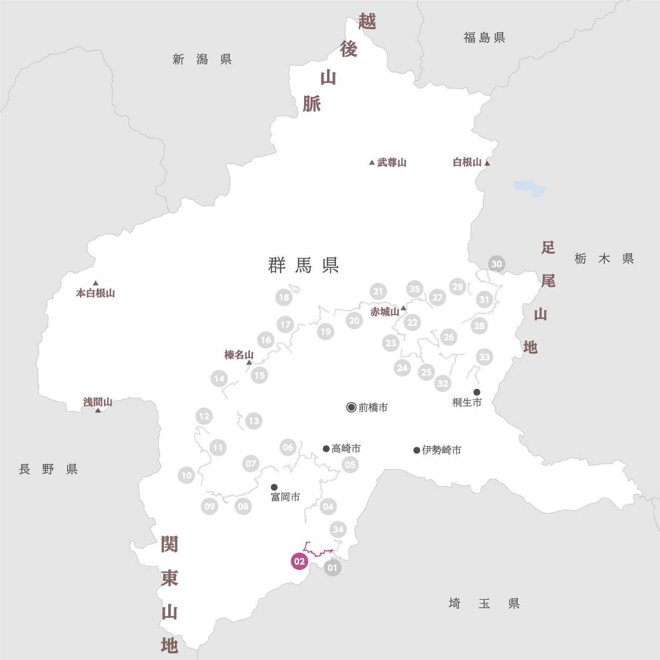 群馬県の地図