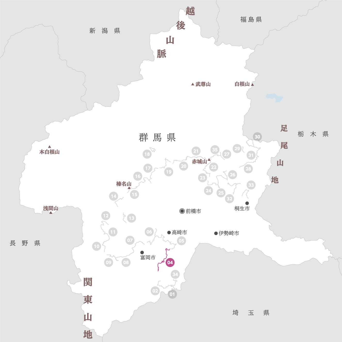 群馬県の地図