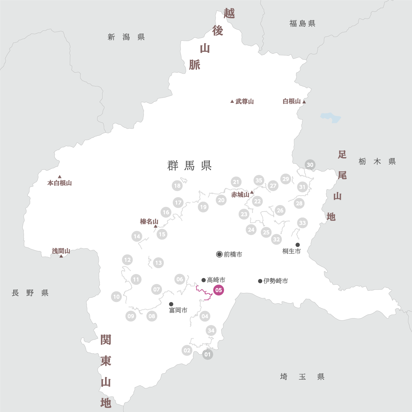 群馬県の地図